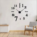 Large 3D DIY Wooden Wall Clock – Modern Frameless Home Decor Clock