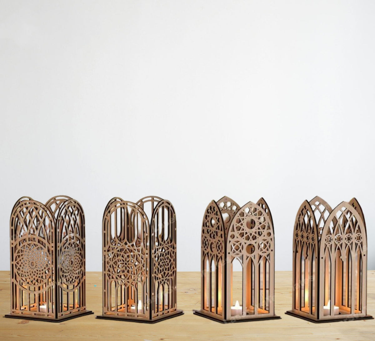 Wooden Arch Table Lamp – Islamic Geometric Decorative Lantern
