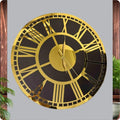 Roman Acrylic Wall Clock - Black Gold/Silver