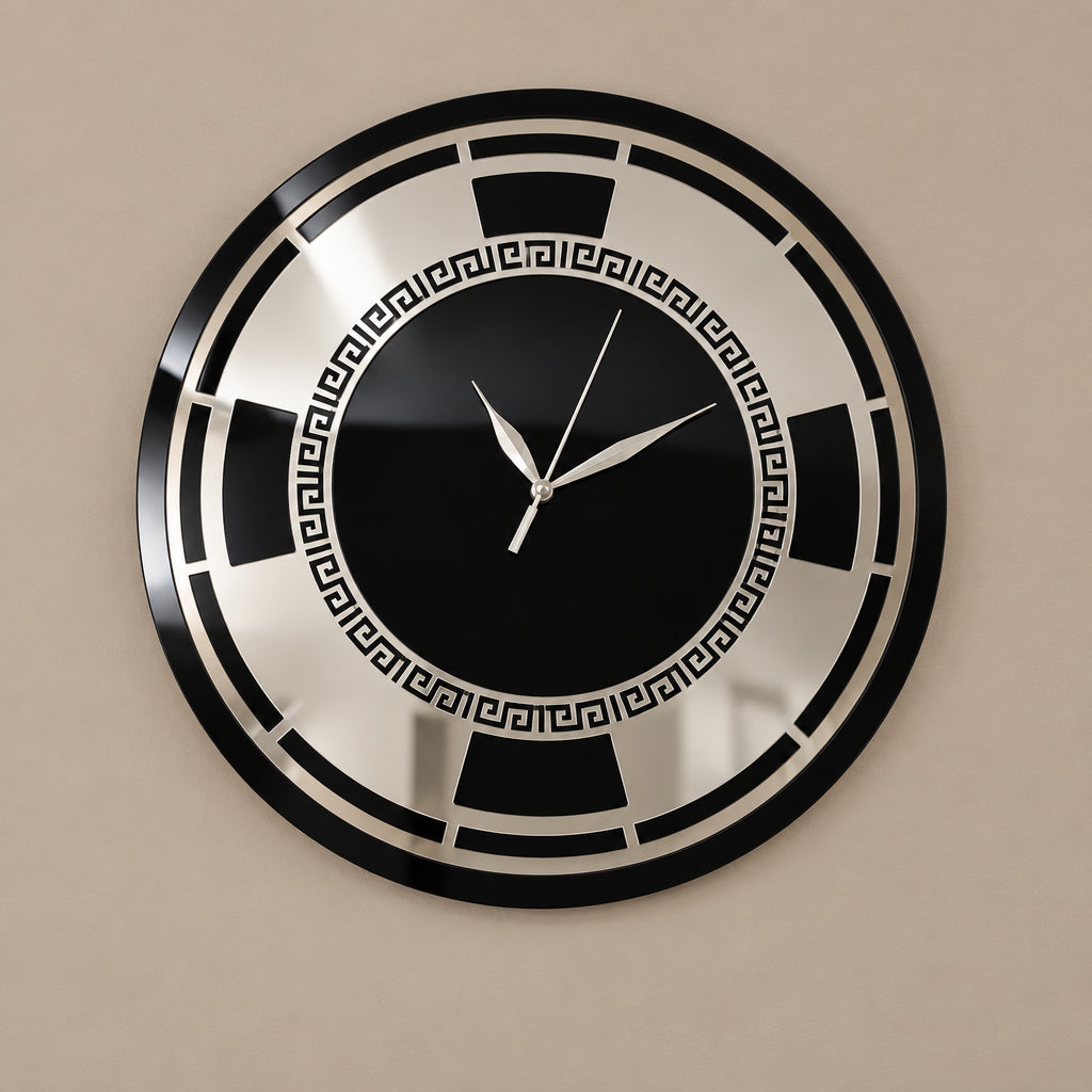 Artistic Acrylic Wall Clock - Black Gold/Silver