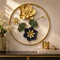 Luxury Metal Floral Wall Art Frame – Modern 3D Gold Flower Wall Décor